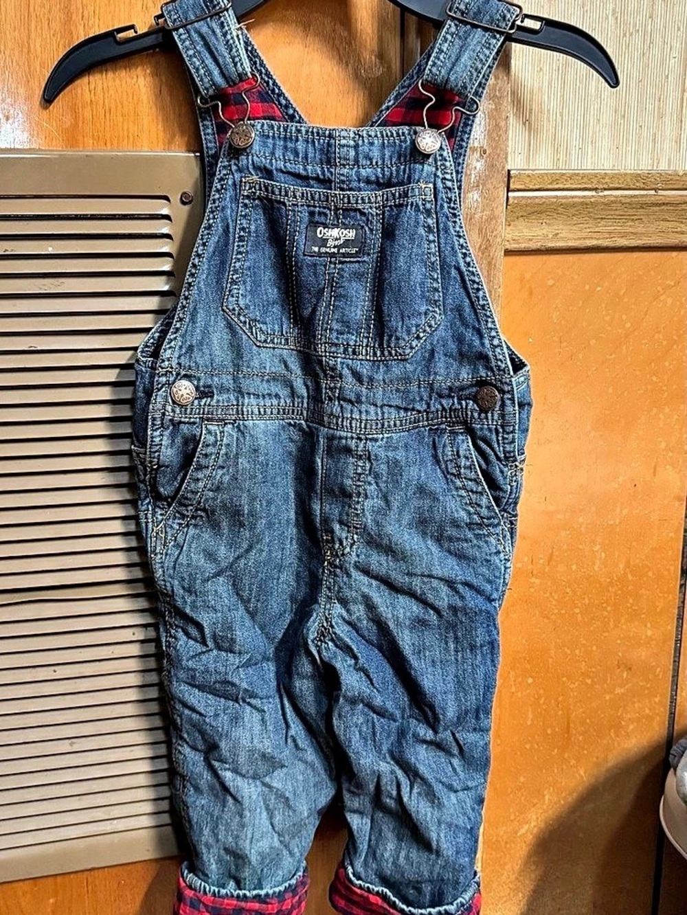 OshKosh B'gosh Flannel-Lined Denim Overalls 3T